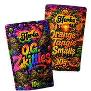 Pack O.G. Zkittles et Orange Tangie Smalls 20g THCA avec deux produits en fleurs sur fond noir