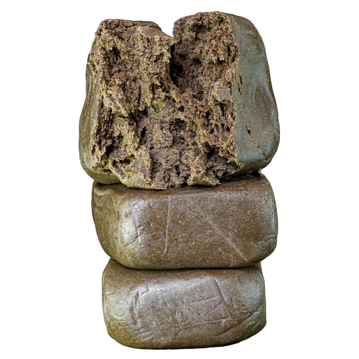 Bubble Hash à l'extérieur pressé et au cœur poreux riche en trichomes