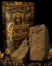 Golden Pollen 30% THCA à l'extérieur ferme et à la structure interne granuleuse