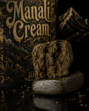 Emballage Herbz Manali Cream et blocs de hash foncés à structure interne poreuse