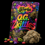 O.G. Zkittles, fleur hybride à la structure dense et à la couche de résine blanche