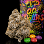Emballage Herbz O.G. Zkittles avec fond noir et design multicolore