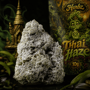 Fleur premium Thai Haze à la structure dense et à la fine couche de résine blanche